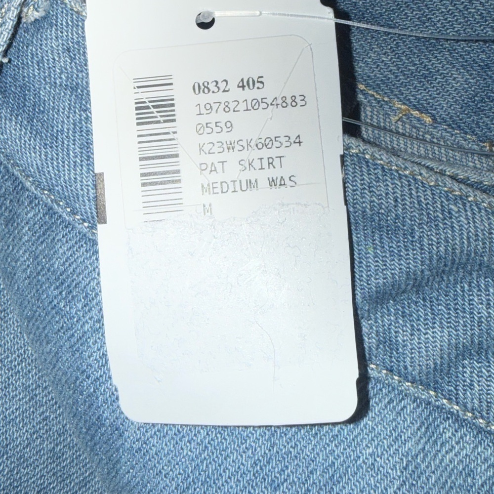 Kourt Pat Front Split Denim Midi Skirt Medium High Rise Raw Hem NWT - Picture 7 of 12